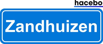 Hacebo - Plaatsnaam Sticker - 29x10 CM - Zandhuizen sticker - Verkeersborden sticker - grappige cadeaus - Zandhuizen