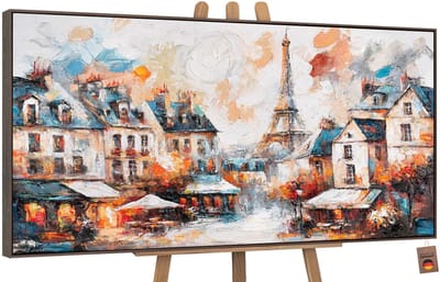 Canvas schilderij handgeschilderd the coziness of paris abstract – YS-Art Gallery – Luxe wanddecoratie voor woonkamer – Modern schilderij voor slaapkamer en hal