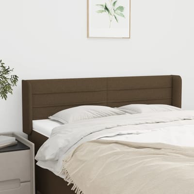 vidaXL - Hoofdbord - met - randen - 147x16x78/88 - cm - stof - donkerbruin