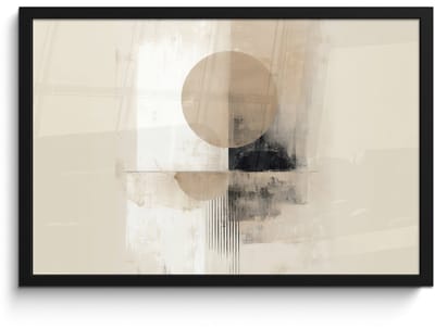 Poster in lijst - Fotolijst 60x40 cm - Posters - Cirkel - Compositie - Diepte - Beige - Posterlijst zwart - Decoratie - Wanddecoratie woonkamer - Muurdecoratie slaapkamer