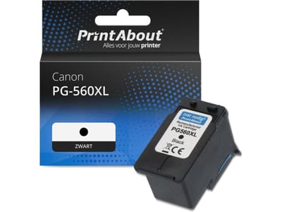 PrintAbout huismerk Inktcartridge PG-560XL Zwart Hoge capaciteit Geschikt voor Canon
