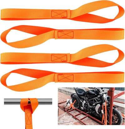 4 stuks spanbanden 450x38mm - rekbare ladingbeveiliging 800kg voor motorfiets, auto, quad en aanhanger - beschermende riemlussen voor gevoelige oppervlakken
