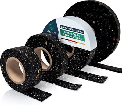 Rubberen pads op rol - Beschermmatten demping - Terrasbouw tuinbouw - Waterdicht en waterdoorlatend - 40-150mm breed 3-10mm dik