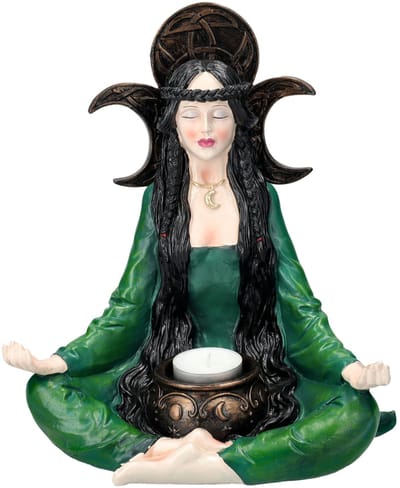 Theelichthouder heks drievoudige maan, gothic figuur magische decoratie