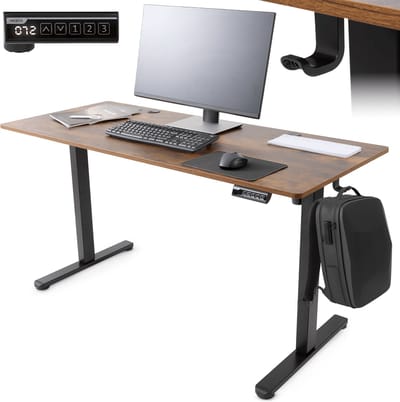 AREBOS in hoogte verstelbaar elektrisch bureau 120 x 60 cm met geheugenfunctie