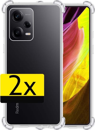 Hoesje - 2 Stuks - Geschikt voor Xiaomi Redmi Note 12 Pro+ - Sterk & Shockproof - Siliconen Case - Back Cover - Telefoon Hoes Shock Proof - Telefoonhoesjes - Transparant