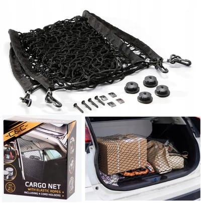 C&C Cargo net - bagagenet - 98x64cm - zwart - Elastisch net voor auto
