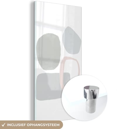 MuchoWow® Glasschilderij 60x120 cm - Schilderij acrylglas - Line art - Abstract - Pastel - Foto op glas - Schilderijen