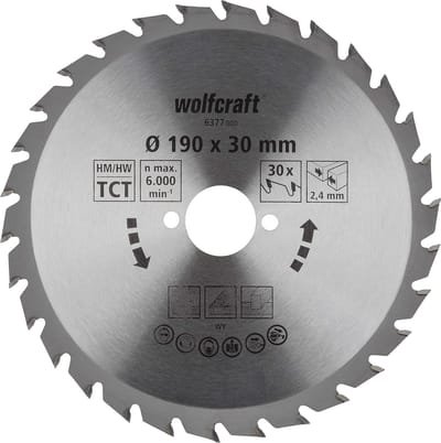 wolfcraft - Cirkelzaagblad 190x30mm - 30 Tanden - Zaagblad voor Cirkelzaag - Serie groen - 6377000