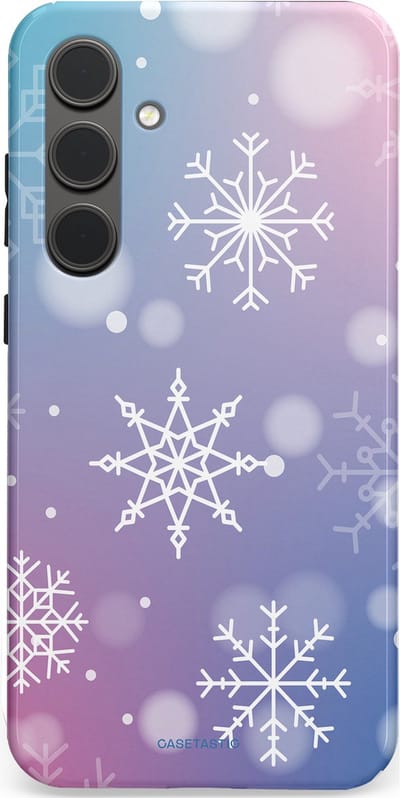 Casetastic hoesje geschikt voor Samsung Galaxy S24 Plus - Dubbellaagse bescherming - Snowy Winter Gloed - Fashion Case - Lila Lichtgrijs Lichtblauw Lichtroze