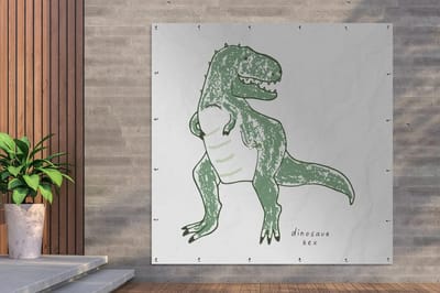 Tuinposter Dinosaurus - Kinderkamer Decoratie - Buiten Ophangen - UV-bestendig Bisonyl Zeil - 200x200 cm - Groen