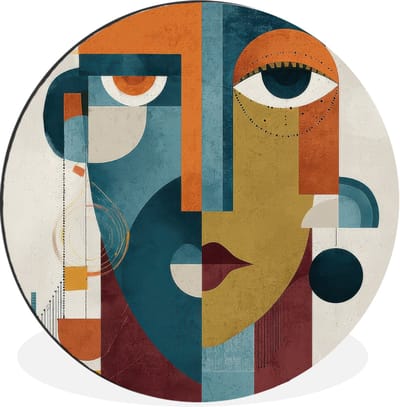 WallCircle - Wandcirkel - Muurcirkel - Geometrisch - Strakke vormen - Kleurrijk - Aluminium - Dibond - 30x30 cm - Binnen en Buiten