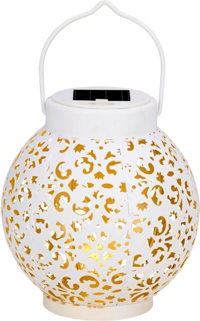 Arti Casa Solar Lantaarn - Tuinverlichting op Zonne Energie - Tafel Lamp met Warm Wit Licht - Solar Lamp met Brandtijd tot 8 uur - IP44 Waterdicht - Ø14,5 x 15 cm - Kunststof - Wit