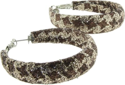 Behave - Oorbellen - Oorringen pied de poule glitterlook - 5.5 cm