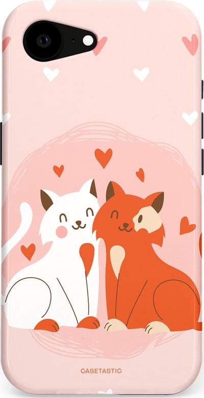 Casetastic Hoesje Geschikt voor Apple iPhone 16e Magsafe - Stijlvolle Beschermende Duo-layer Case - Romantische Katten Liefde