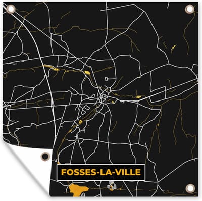 Tuin poster Goud - Stadskaart - Plattegrond - Fosses-La-Ville - Kaart - 200x200 cm - Tuindoek