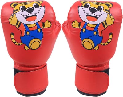 Kinder Bokshandschoenen - Jeugd Handschoenen - Training en Sparren - Ademend PU Leer - 3-12 Jaar - Rood