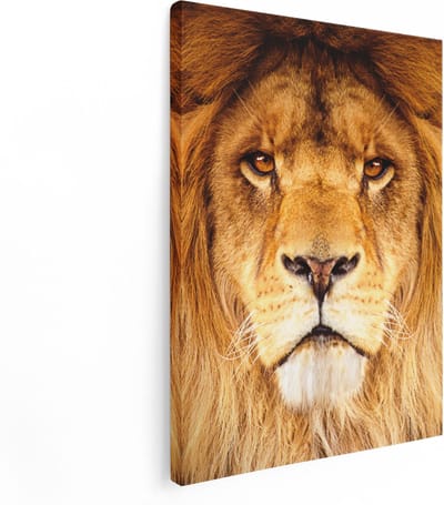 Artaza Canvas Schilderij Leeuwenkop - 30x40 cm - Klein - Muurdecoratie Dieren - Wanddecoratie Woonkamer - Kamer Accessoires