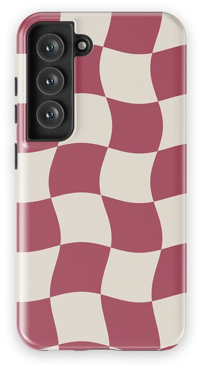 Checkered Warp Hoesje Samsung Galaxy S23 | Geschikt Voor Mag | Uniek Design Hoesje | Beschermhoes Samsung Galaxy S23 Crimson Wave