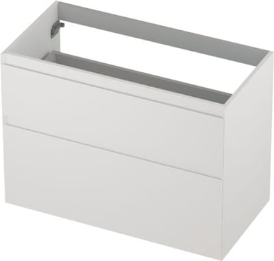 INK® wastafelonderkast 2 laden greeploos gelakt asymmetrisch 90x45x65cm, mat wit