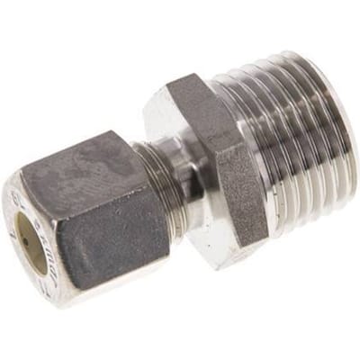 8L & R1/2'' RVS Rechte Knelfitting Buitendraad 315bar ISO 8434-1