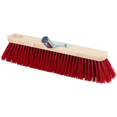Brede kunststof stalbezem met steelhouder 50 cm