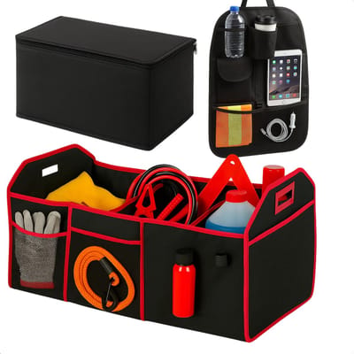 Lomera Auto Opbergset - 3-delige Opbergset - Kofferbak Organizer - Achterbank Opberger - Koeltas voor Auto - Stevige Tas - Opvouwbare Tas - Autoritten Accessoire - Picknick Metgezel - Compacte Opbergoplossing - Ruimtebesparend Ontwerp