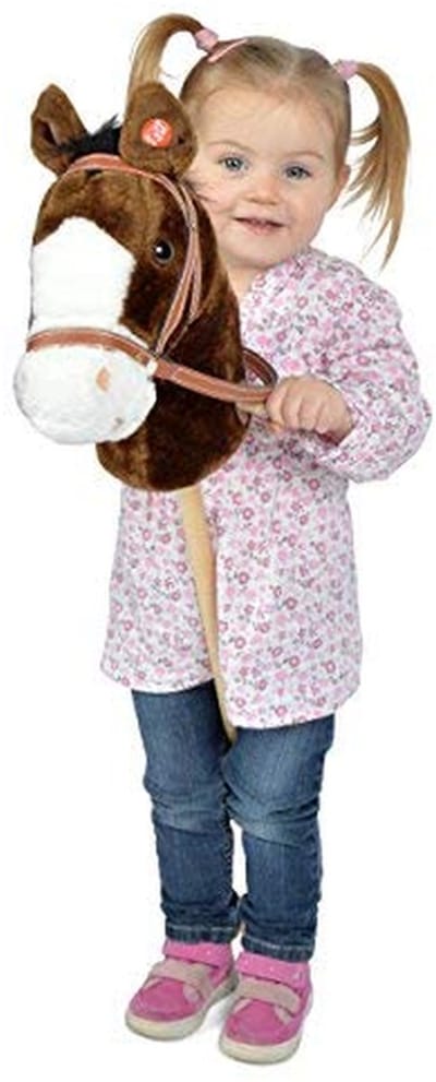 Stokpaard met Geluid - Pluche Paardje - Spelen en Bewegen - Hinnik- en Galopgeluiden - ca. 95 cm - Happy