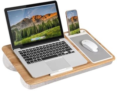 Thuiskantoor schootbureau met muismat en telefoonhouder - eikenhout - geschikt voor laptops tot 15,6 inch