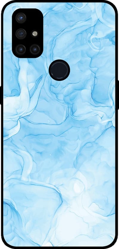Smartphonica Telefoonhoesje Geschikt voor OnePlus Nord N10 5G met marmer opdruk - TPU backcover case marble design - Lichtblauw geschikt voor OnePlus Nord N10 5G