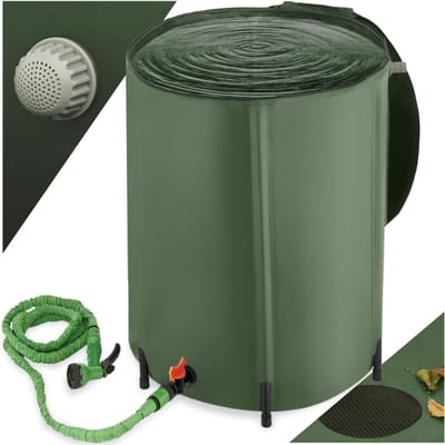 TIM® Waterton - Regenton - Watertank - Opvouwbare Ton - met Deksel en Kraan - 250L - Groen - 70cm x 70cm x 100cm
