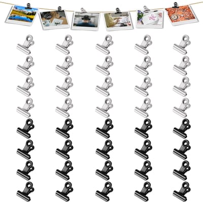 Dailygoods- Bindmiddelclips 40 stuks - Mini Scharnierclips - Metalen Klemmen - Voor Voedselpakketten/Papier - Zwart/Zilver/Roségoud/Goud - Duurzaam Metaal - Papierclips