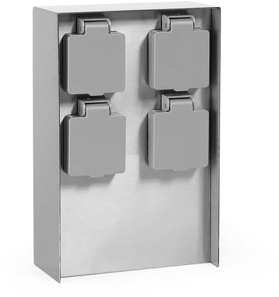 Buitenstopcontact Kolom - Tuinstopcontact 4-voudig - Tuin Elektrificeren - Roestvrij staal - 14.8 x 7 x 23 cm - Grijs