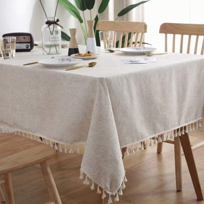 Dailygoods- Tafelkleed Effen Kleur - Rechthoekig - Katoen - Multifunctioneel - Binnen/Buiten - Kwastjes - Tafelhoes