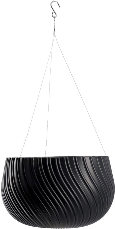 KADAX Hangpot, bloemenhanger met ketting en haak, hangplantenpot voor rankbloemen, plantenbak met inzetstuk, plantenbescherming voor binnen en buiten (diameter 32 cm, antraciet)