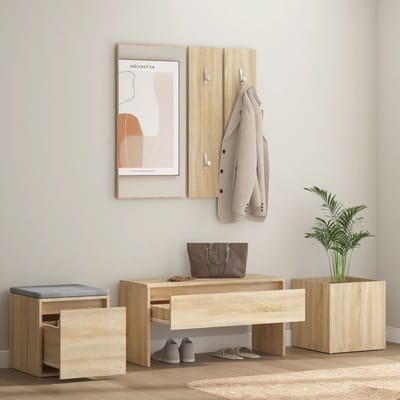 vidaXL - Garderobe - set - bewerkt - hout - sonoma - eikenkleurig