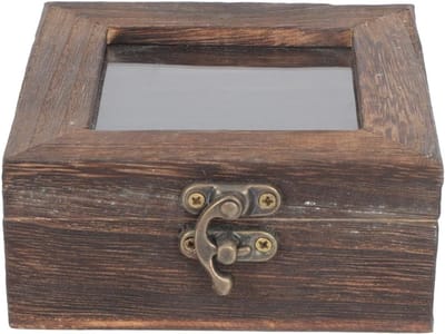 Retro Vlinder Displaydoos van Hout met Doorzichtig Deksel, 10 x 10 x 4,5 cm, Insectenverzameling, Sieradenopslag en Decoratiebox voor Collecties