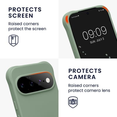 kwmobile telefoonhoesjegeschikt voor Google Pixel 11 - Hoesje van siliconen met telefoonkoord - In grijsgroen