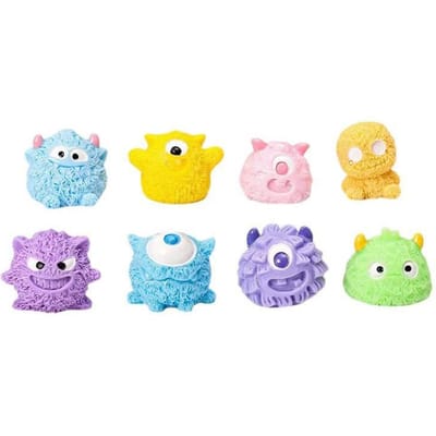 8 stuks Schattig Creatief Klein Harig Monster Dier Figuur Model Poppenhuis Hars DIY Decoratie Bureau Auto Ornamenten Speelgoed Cadeau 1.5-2cm opp bag white