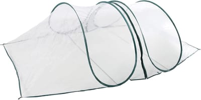 Famanu - Pop-up Groentetunnel – 250 x 110 cm – PVC Broeikas Kas Tunnel – Transparant/Groen, Rits, Draadframe, 12 Tentharingen, Ritssluiting, Pop-up Functie, Weerbestendig, 2.5 x 1.1 x 0.7 Meters