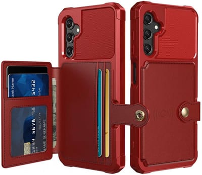 Portemonnee Hoesje Geschikt voor Samsung Galaxy A17 - Back Cover met Pasjeshouder - Telefoonhoesje voor Pinpas - Kaarthouder op Achterkant - Case met Magneet Rood
