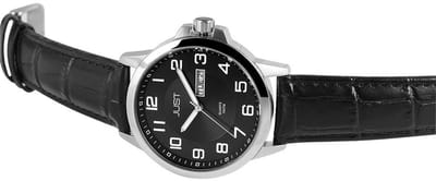 JUST Herenhorloge Echtleder Boriene, datumaanduiding