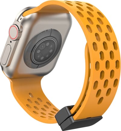 Siliconen bandje - geschikt voor Apple Watch series 1/2/3/4/5/6/7/8/9/10/11/ SE (1,2,3) / Ultra (1,2,3) met maat 44 mm / 45 mm / 46 mm / 49 mm - Okergeel