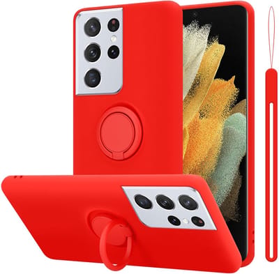 Cadorabo Hoesje geschikt voor Samsung Galaxy S24 ULTRA in LIQUID ROOD - Beschermhoes van flexibel TPU silicone Case Cover met ring