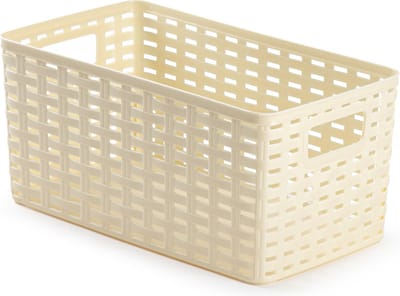 Plasticforte Opbergmand - Kastmand - rotan kunststof - ivoor wit - 6 Liter - 19 x 29 x 13 cm