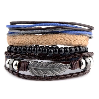 WiseGoods Luxe Wikkelarmband Dames & Heren - Leer Armbandje Surf Style - Armbanden Verstelbaar 19-26cm - Sieraden - Cadeau