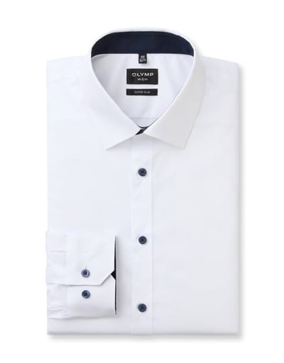 OLYMP No. Six Overhemd, Super Slim, Urban Kent, Wit