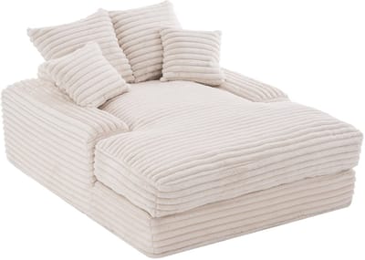 Luxe Corduroy Slaapbank - Multifunctionele Loungestoel - Traagschuim - Woonkamer & Appartement - Beige