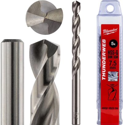 Milwaukee THUNDERWEB - Metaalboren DIN 338 - 5 en 10 stuks TW 7,5 x 109-5 stuks - 4932352394