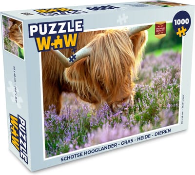 Puzzel Schotse Hooglander - Gras - Heide - Dieren - Legpuzzel - Puzzel 1000 stukjes volwassenen